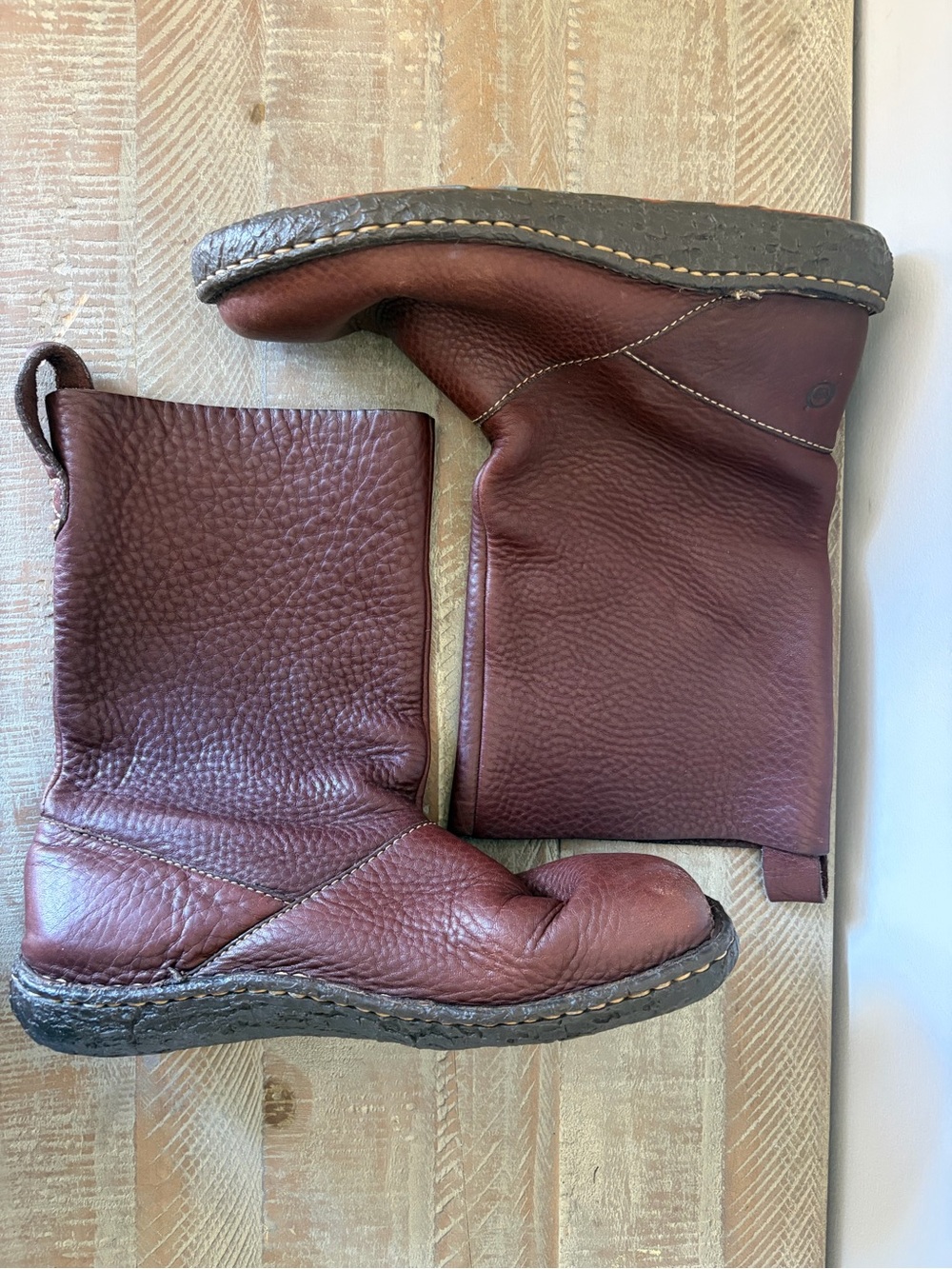 Börn brown pebbled leather mid-calf slouch boots